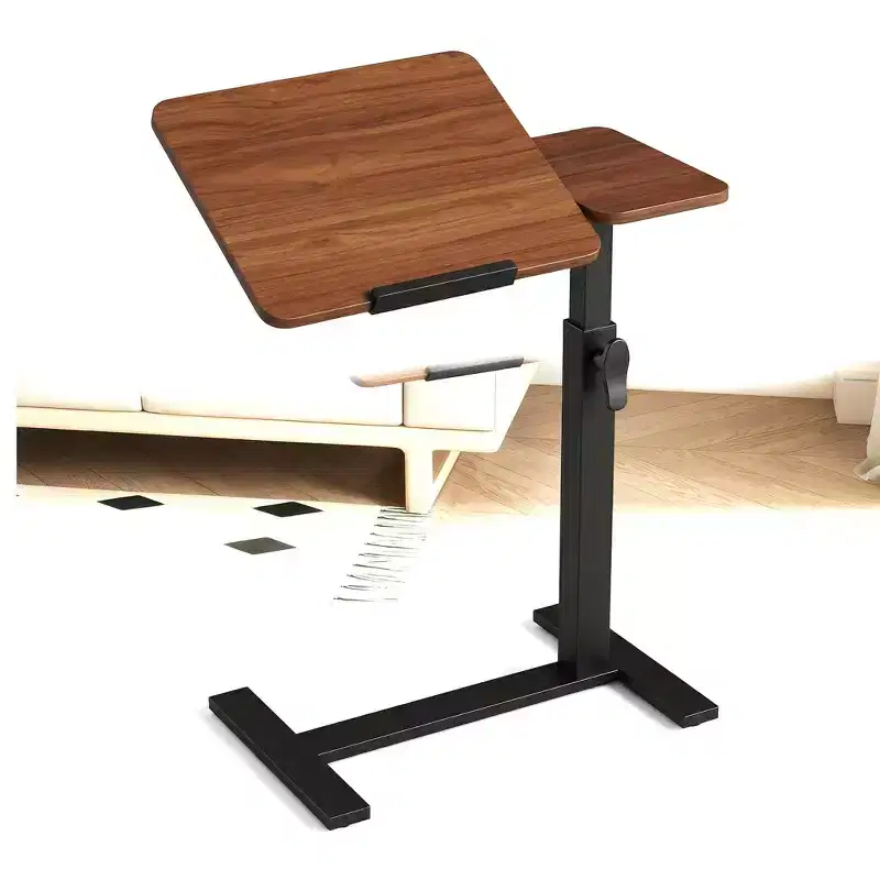 TV Dinner Tray Table, Overbed Desk, Flip Top, 4 Wheels, Ht/Angle Adj Rolling Laptop Table, Portable Home/Office/Study/Hospital