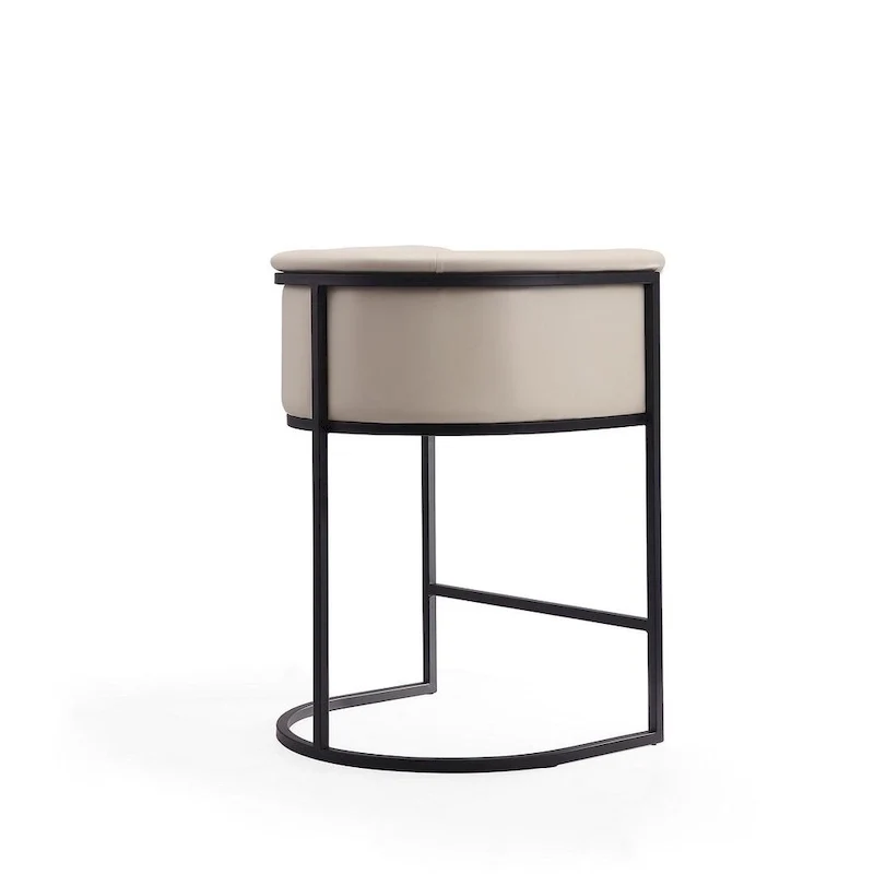 Manhattan Comfort Cosmopolitan 33.8 in. Black Metal Counter Height Bar Stool (Set of 2)