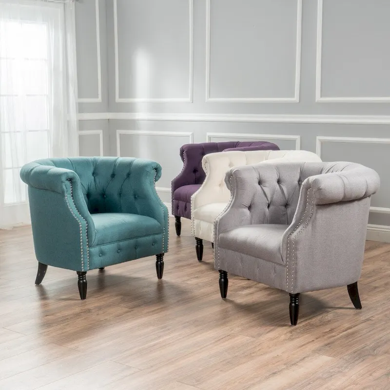 Akira Tufted Fabric Club Chair by Christopher Knight Home
