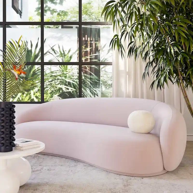 Curved Velvet Upholstered Sofa