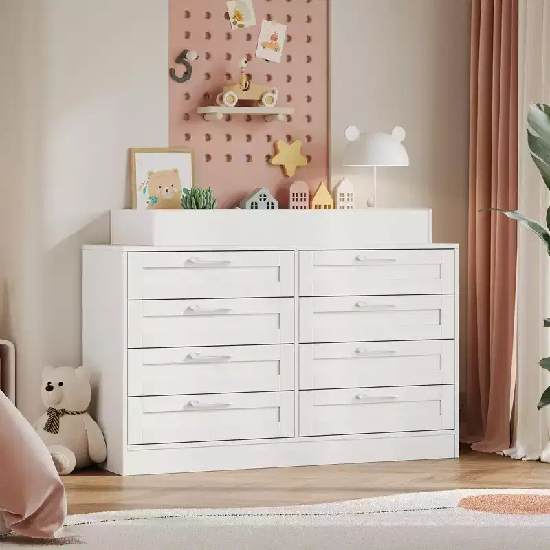 Zstar 5 Dresser for Bedroom, 41.3 Tall Vertical Drawer Dresser with Storage Freestanding, Wooden Closet Storage Chest for Living Room, White