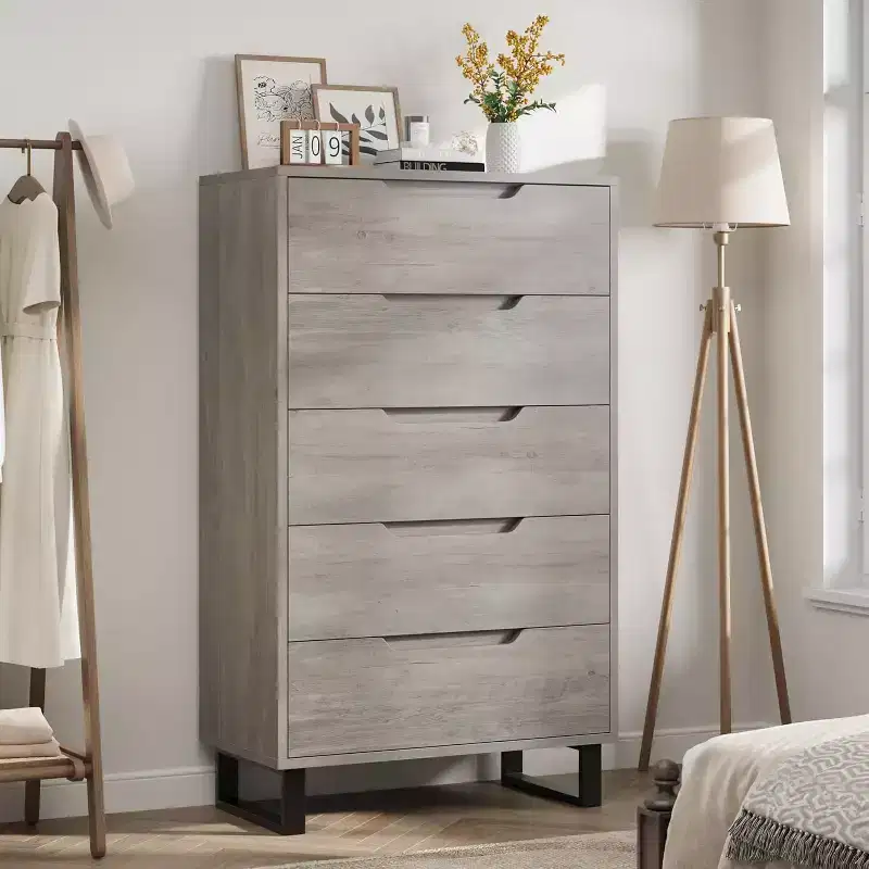 WhizMax Freestanding Elegant Tall Storage Dresser with 5 Ample Drawer Space