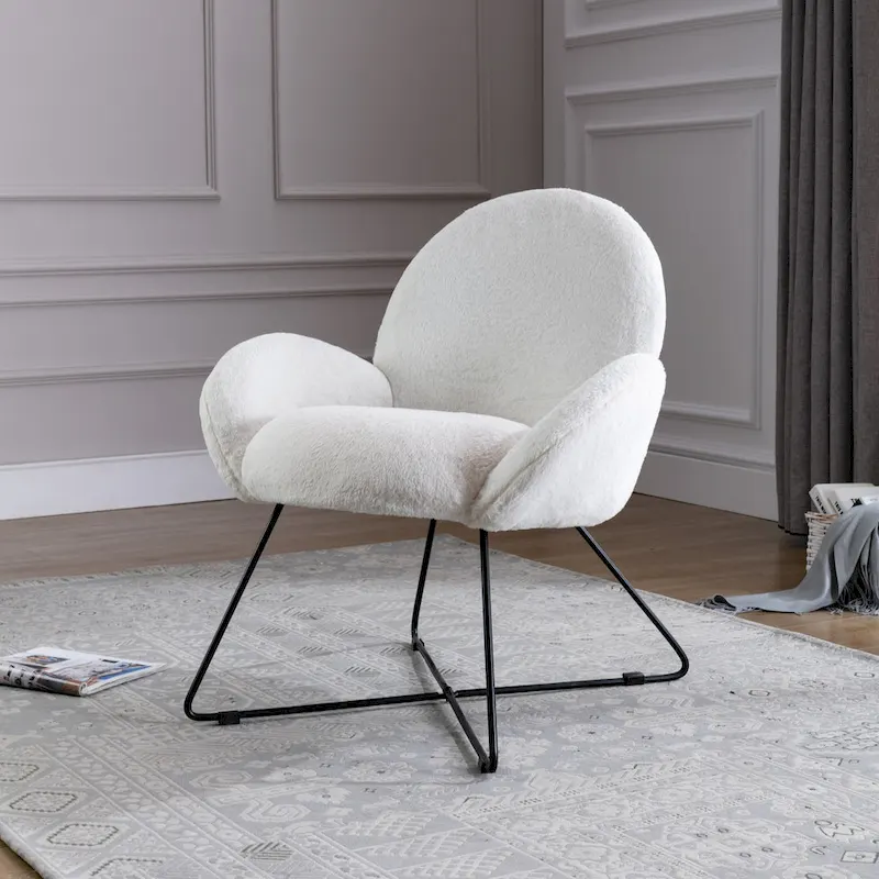 Modern Fleece Upholstered Accent Chair with Arm