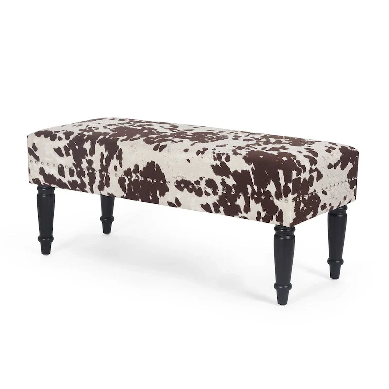 Cow Fabric Ottoman Bench Stool