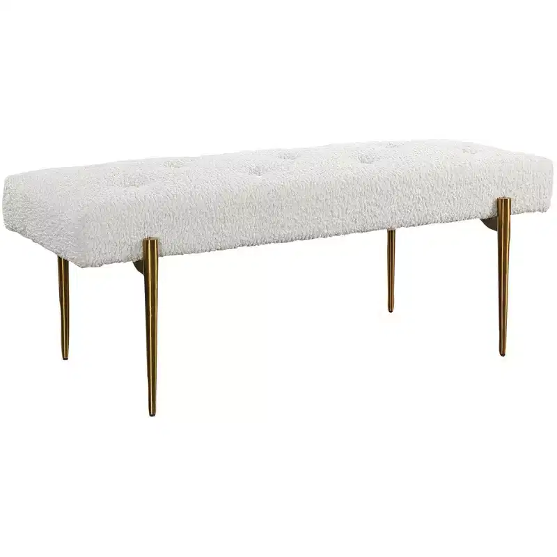 Uttermost Olivier 49 1/2 Wide White Button-Tufted Modern Accent Bench