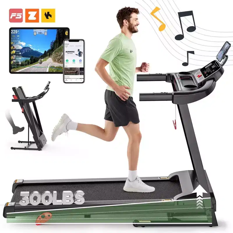 Incline Treadmill Clearance Sale  12% 3-Level Manual Incline, 330 lbs Capacity w/Bluetooth APP Connectivity, Foldable Treadmill for Home Small/Office